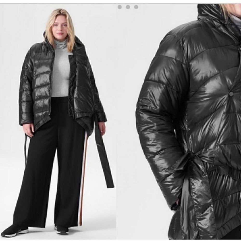 UNIVERSAL STANDARD | blue black kanda asymmetrical puffer coat S NWT $248 - Picture 2 of 16